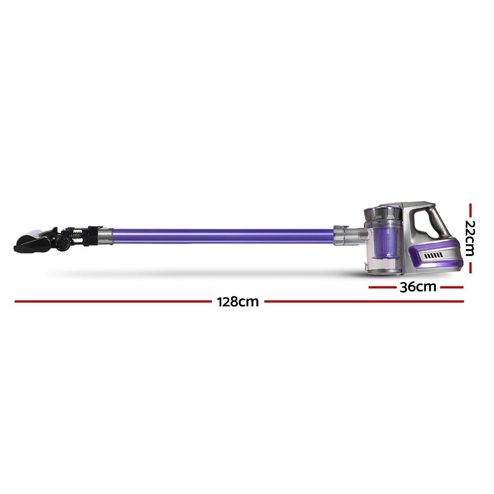 Stick Vacuums: Devanti Stick Vacuum Cleaner Cordless Roller Brush 150W Purple