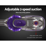 Stick Vacuums: Devanti Stick Vacuum Cleaner Cordless Roller Brush 150W Purple