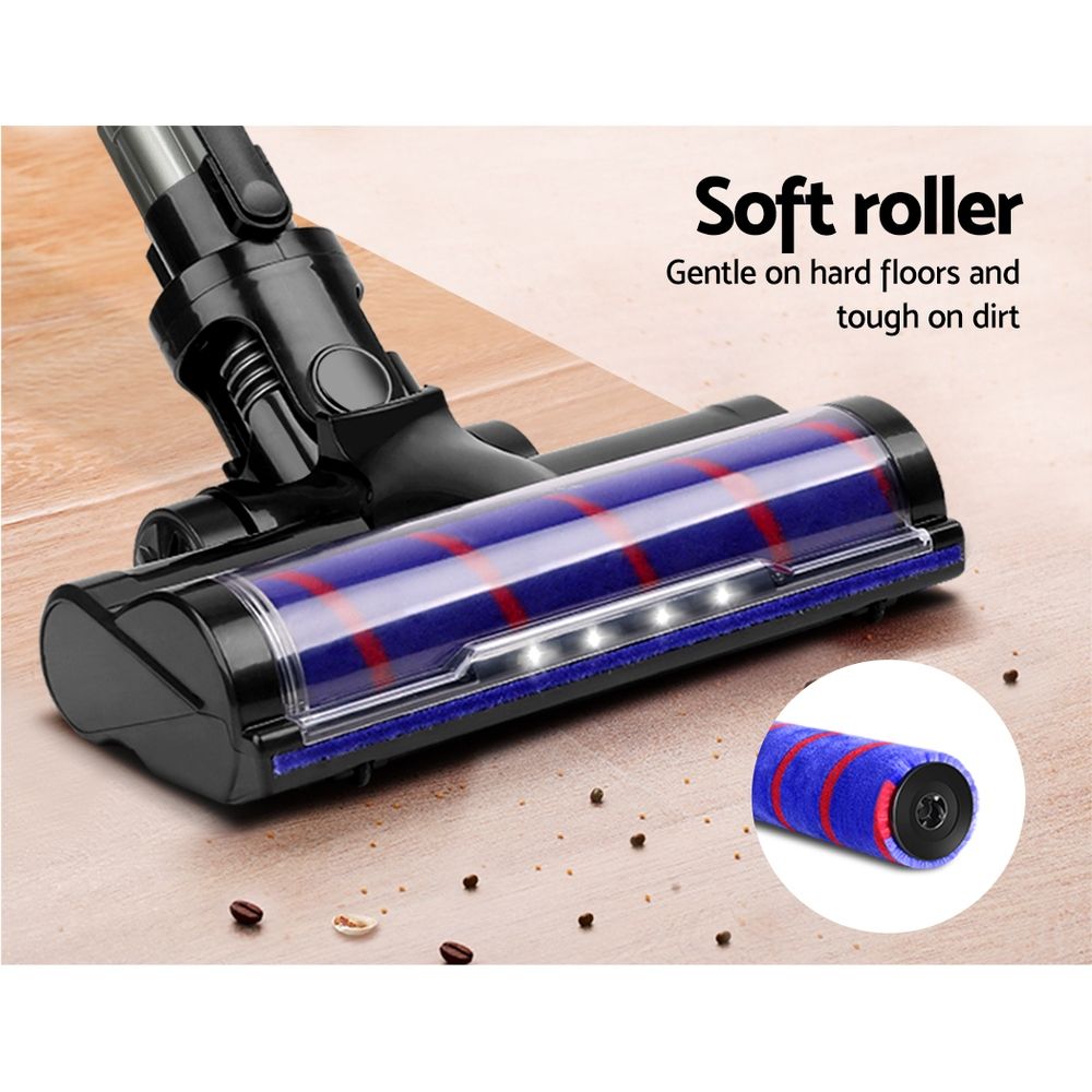 Stick Vacuums: Devanti Stick Vacuum Cleaner Cordless Roller Brush 150W Purple