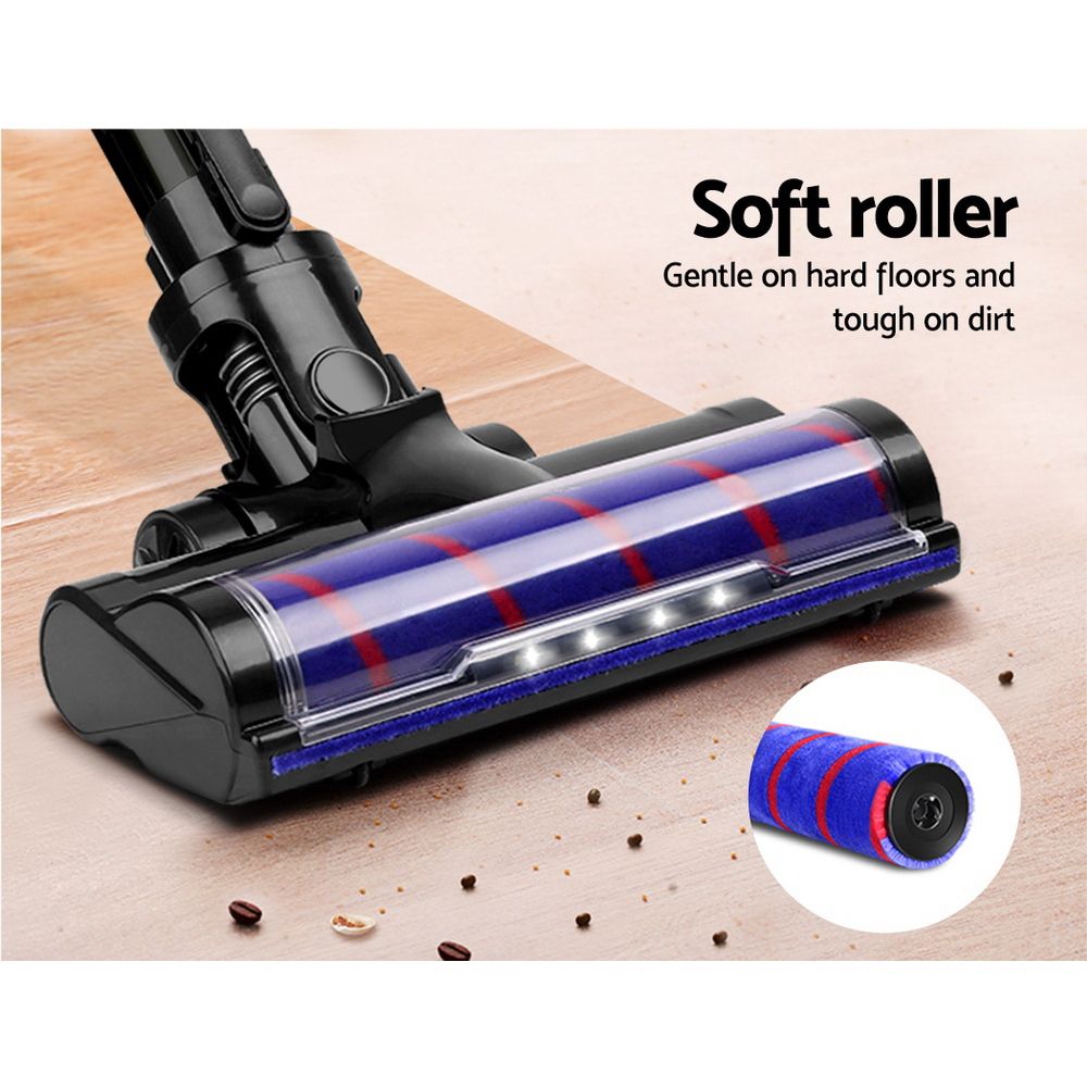 Stick Vacuums: Devanti Stick Vacuum Cleaner Roller Brush Cordless 150W Purple