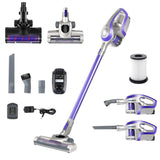 Stick Vacuums: Devanti Stick Vacuum Cleaner Roller Brush Cordless 150W Purple
