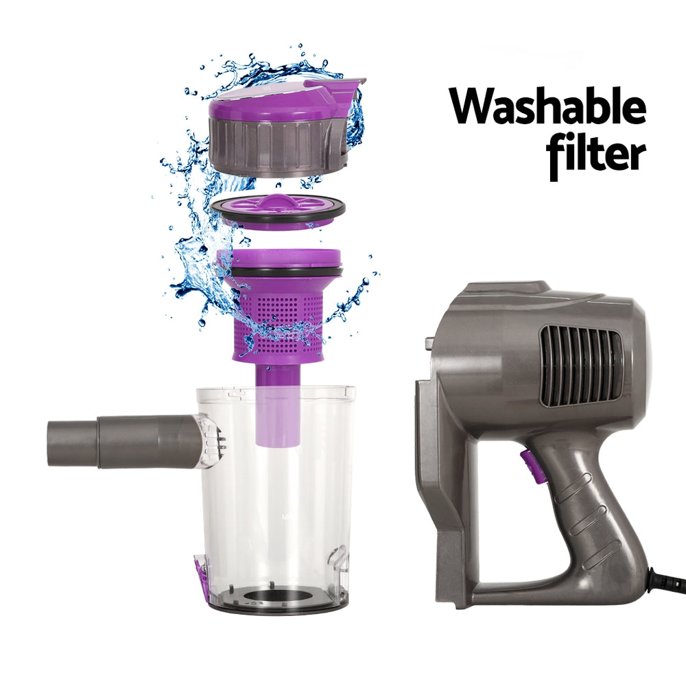 Stick Vacuums: Devanti Stick Vacuum Cleaner Bagless Corded 500W Purple