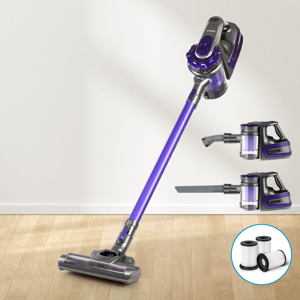 Stick Vacuums: Devanti Stick Vacuum Cleaner Cordless HEPA Filter Purple