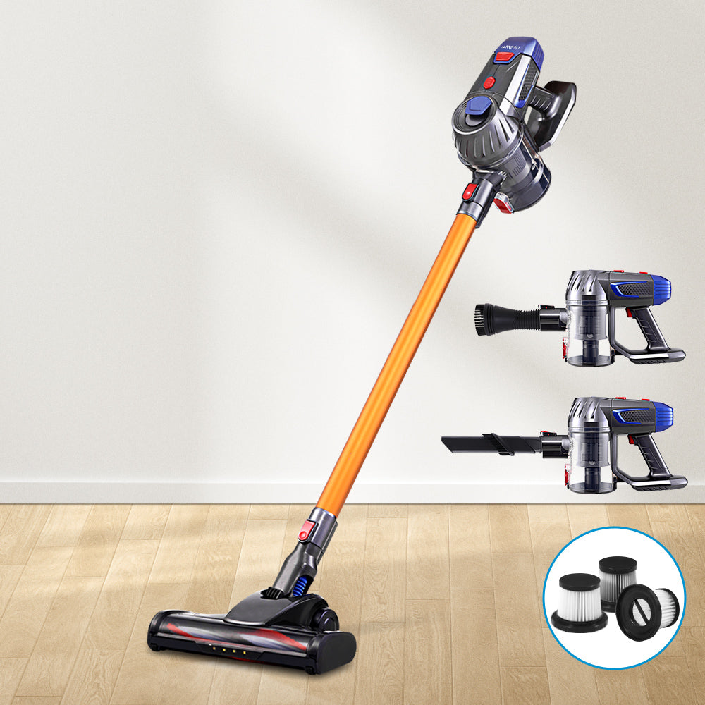 Stick Vacuums: Devanti Stick Vacuum Cleaner Cordless HEPA Filter Gold 150W