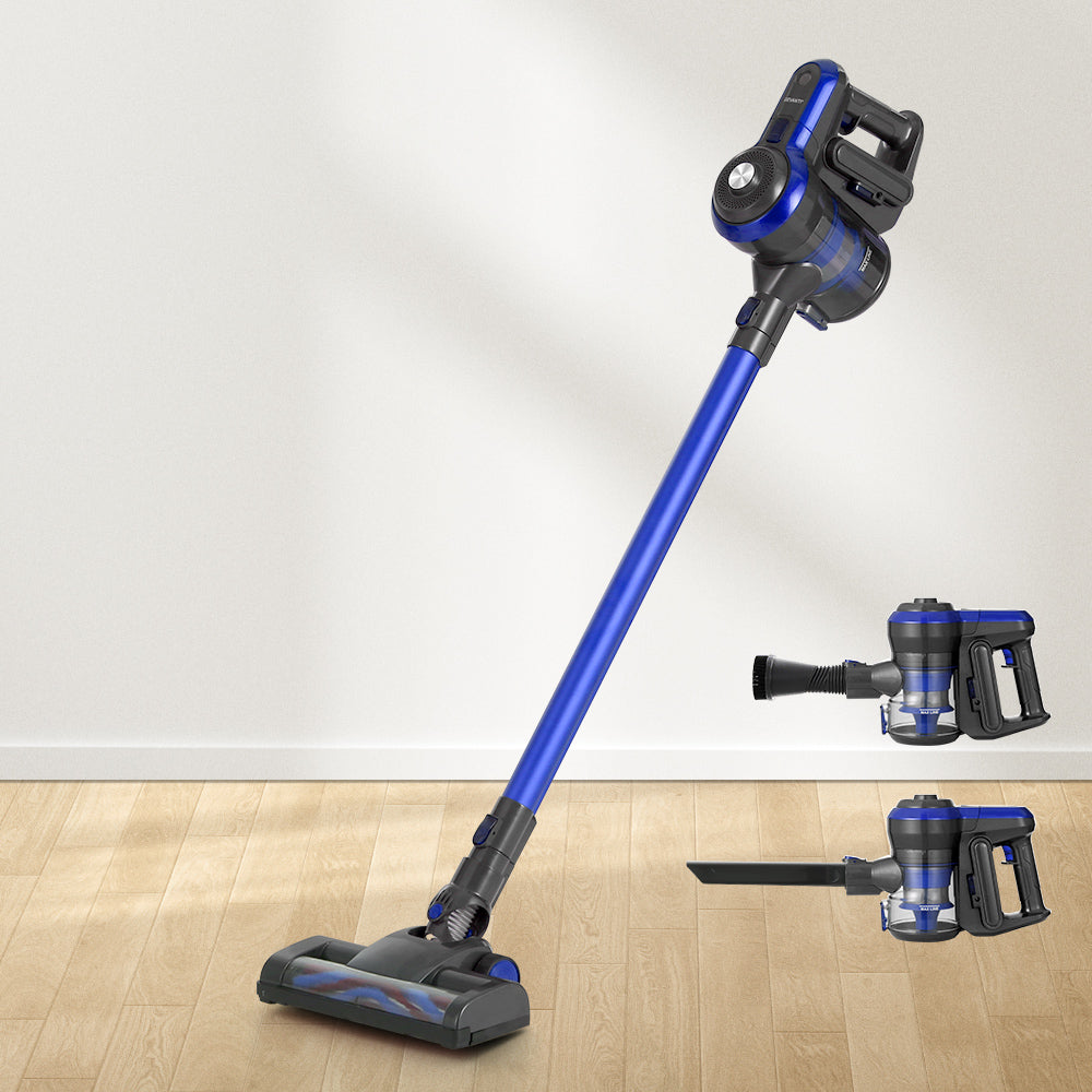 Stick Vacuums: Devanti Stick Vacuum Cleaner Brushless Cordless 250W Blue