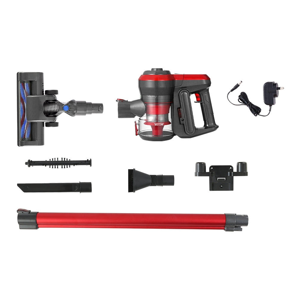 Stick Vacuums: Devanti Stick Vacuum Cleaner Brushless Cordless 250W Red