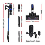 98765-Devanti Stick Vacuum Cleaner Brushless Cordless 350W Blue