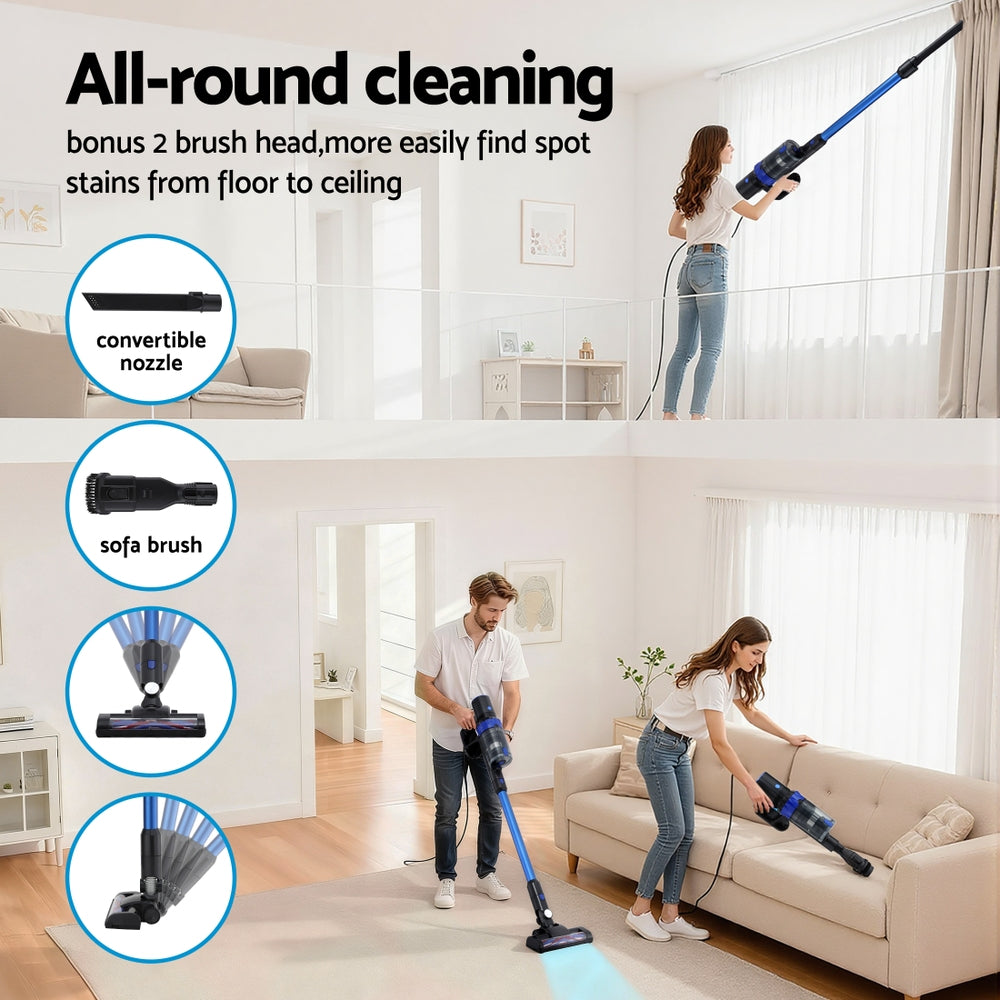 Vacuum Cleaner Accessories: Devanti Stick Vacuum Cleaner Brushless Cordless 350W Blue