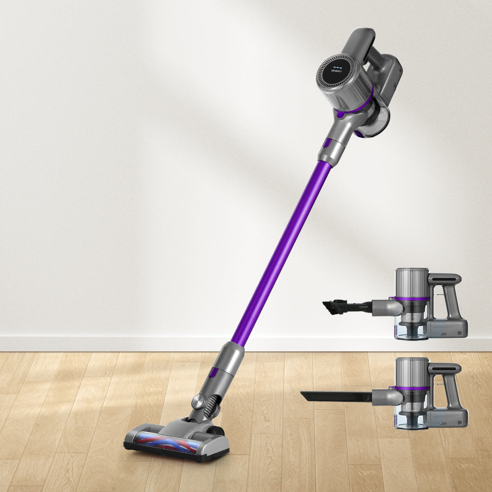Stick Vacuums: Devanti Stick Vacuum Cleaner Bagless Cordless 120W Purple