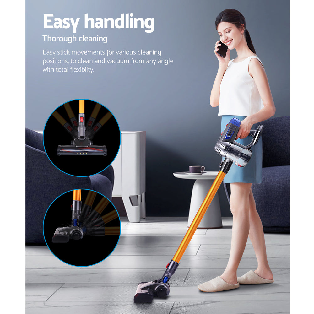 Stick Vacuums: Devanti Stick Vacuum Cleaner Bagless Cordless 150W Gold