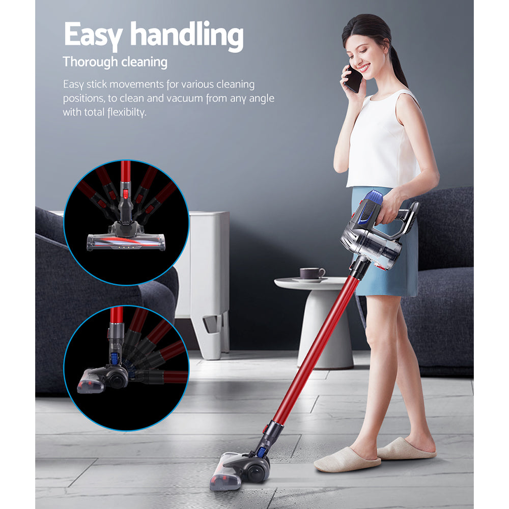 Stick Vacuums: Devanti Stick Vacuum Cleaner Bagless Cordless Red 150W