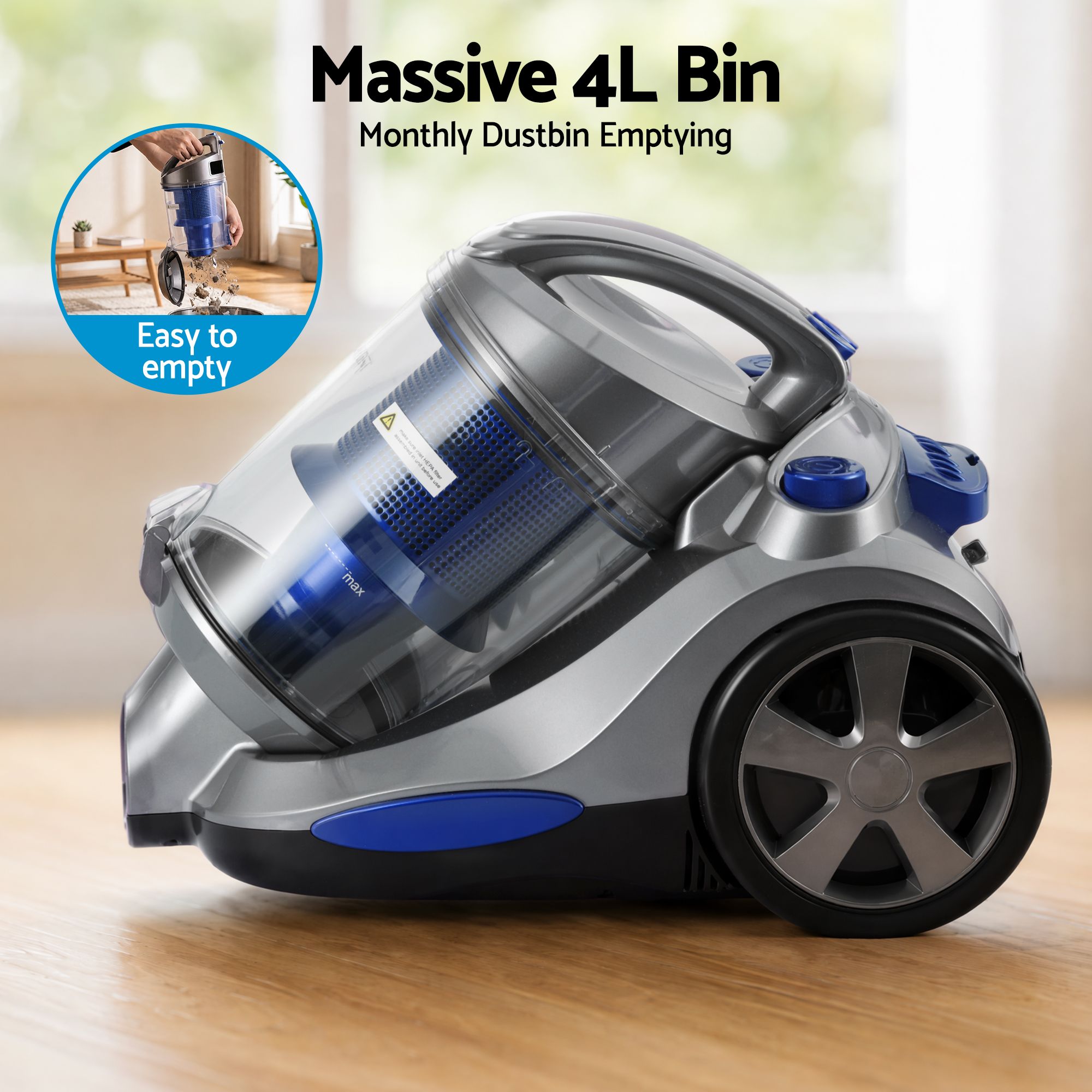 Devanti Vacuum Cleaner Bagless Canister 2000W 25kPa Powerful Suction 4L