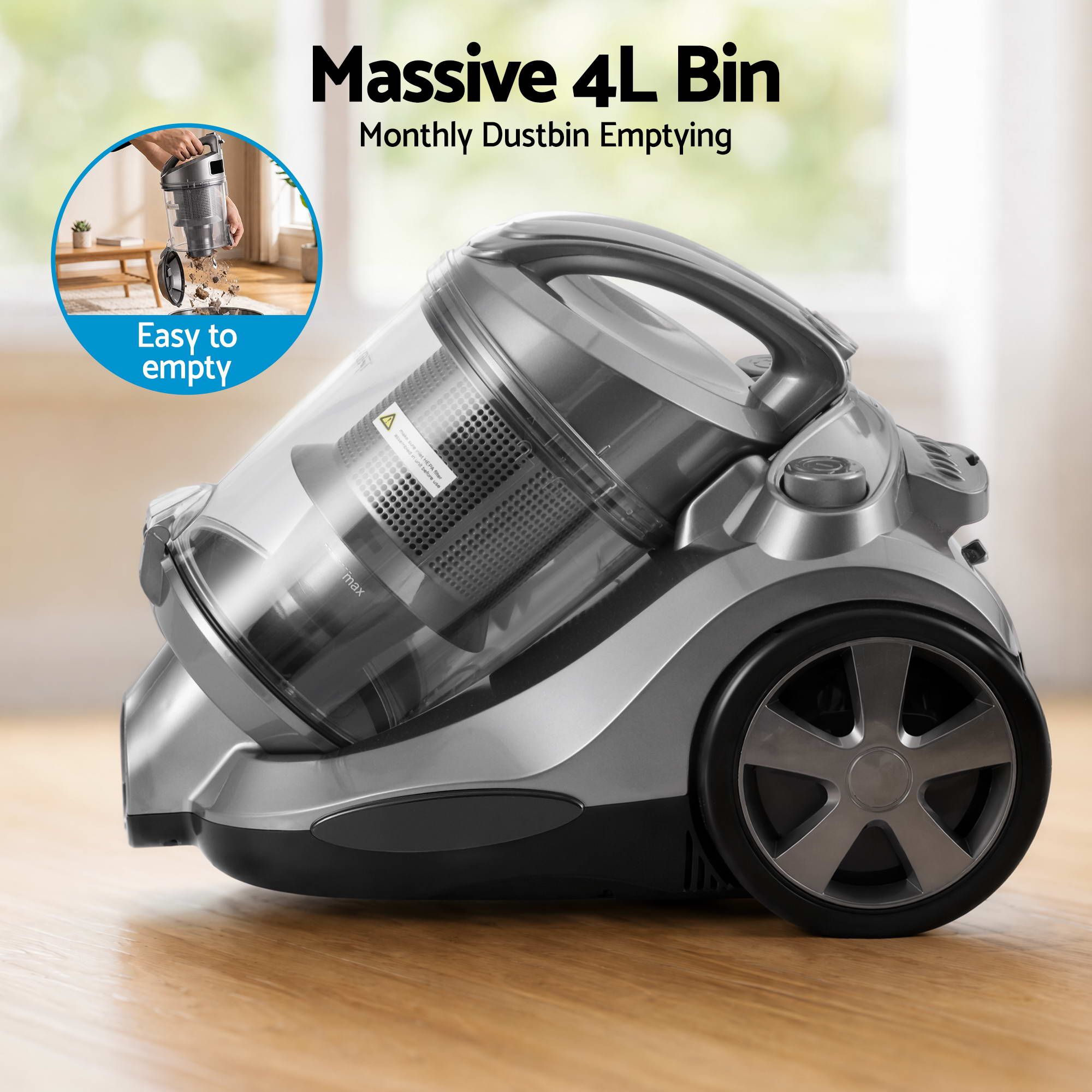 Devanti Vacuum Cleaner Bagless Canister 2000W 25kPa Powerful Suction 4L