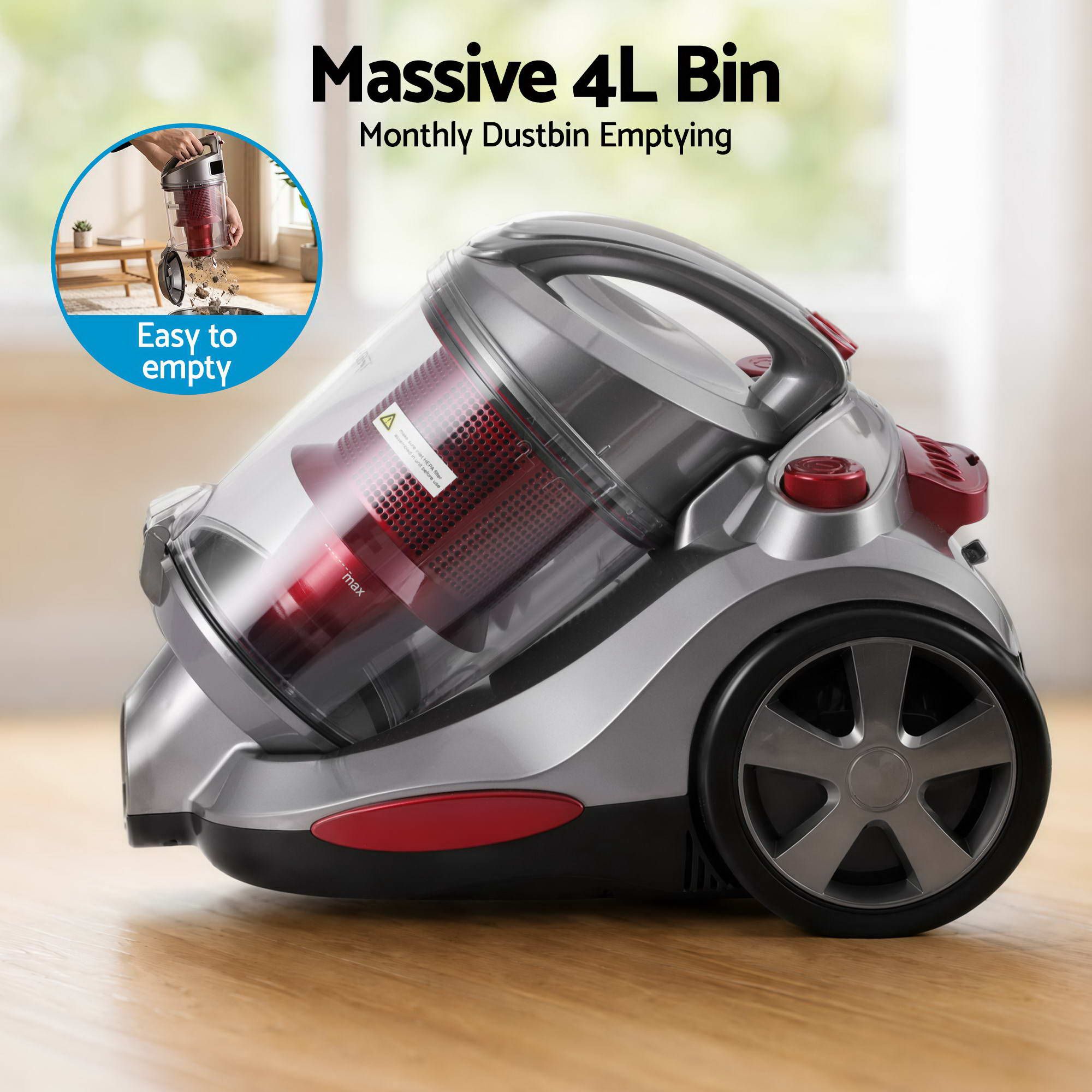 Devanti Vacuum Cleaner Bagless Canister 2000W 25kPa Powerful Suction 4L