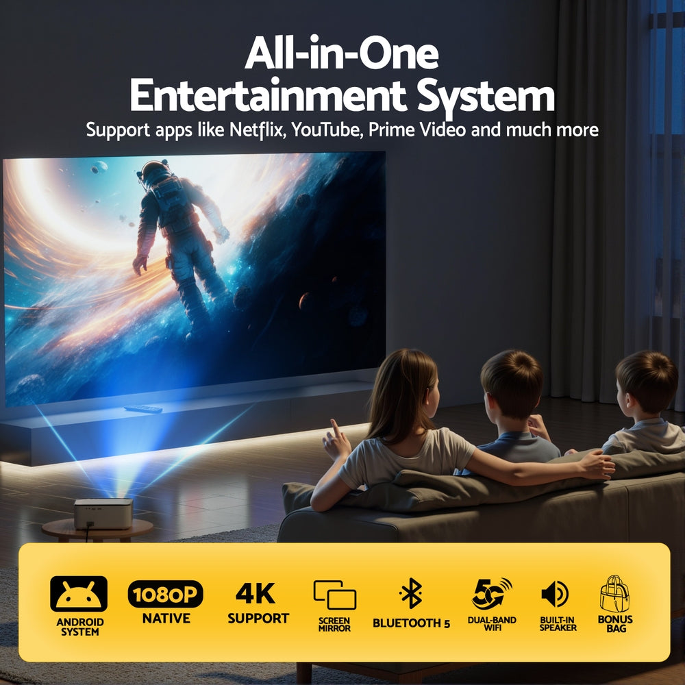 Devanti Video Project 4K 1080P Android 5G Wifi Home Cinema