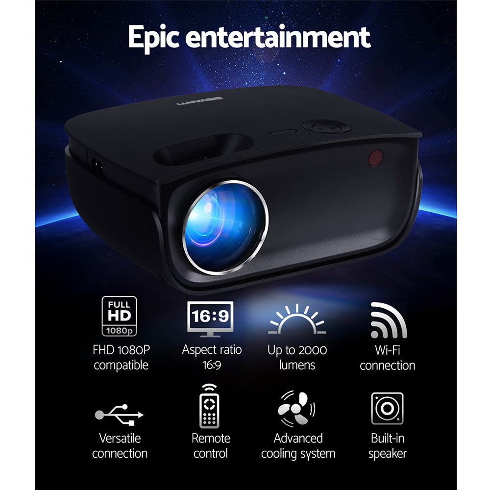 Projectors: Devanti Portable Mini Video Projector Wifi 1080P Home Theater HDMI Black