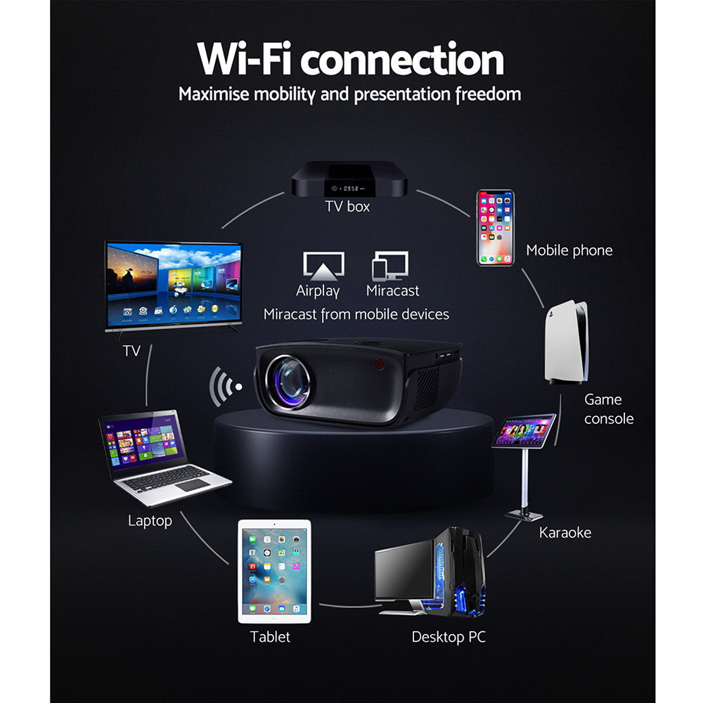 Projectors: Devanti Portable Mini Video Projector Wifi 1080P Home Theater HDMI Black
