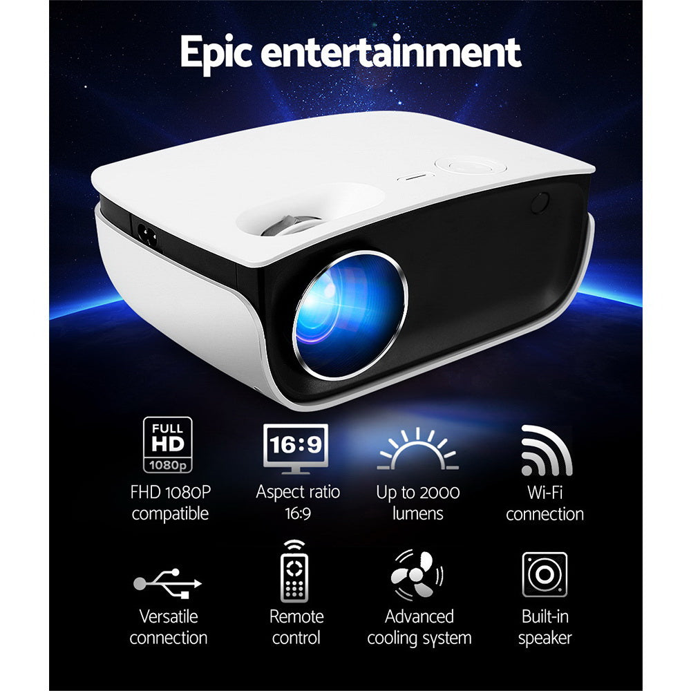 Projectors: Devanti Portable Mini Video Projector 1080P Wifi Home Theater HDMI White