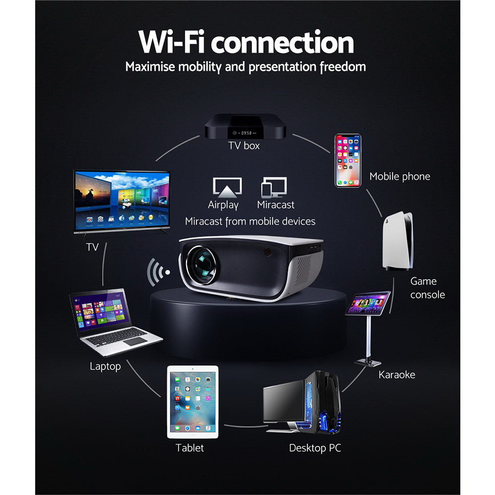 Projectors: Devanti Portable Mini Video Projector 1080P Wifi Home Theater HDMI White