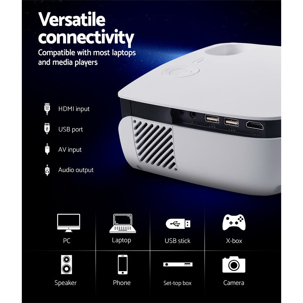 Projectors: Devanti Portable Mini Video Projector 1080P Wifi Home Theater HDMI White