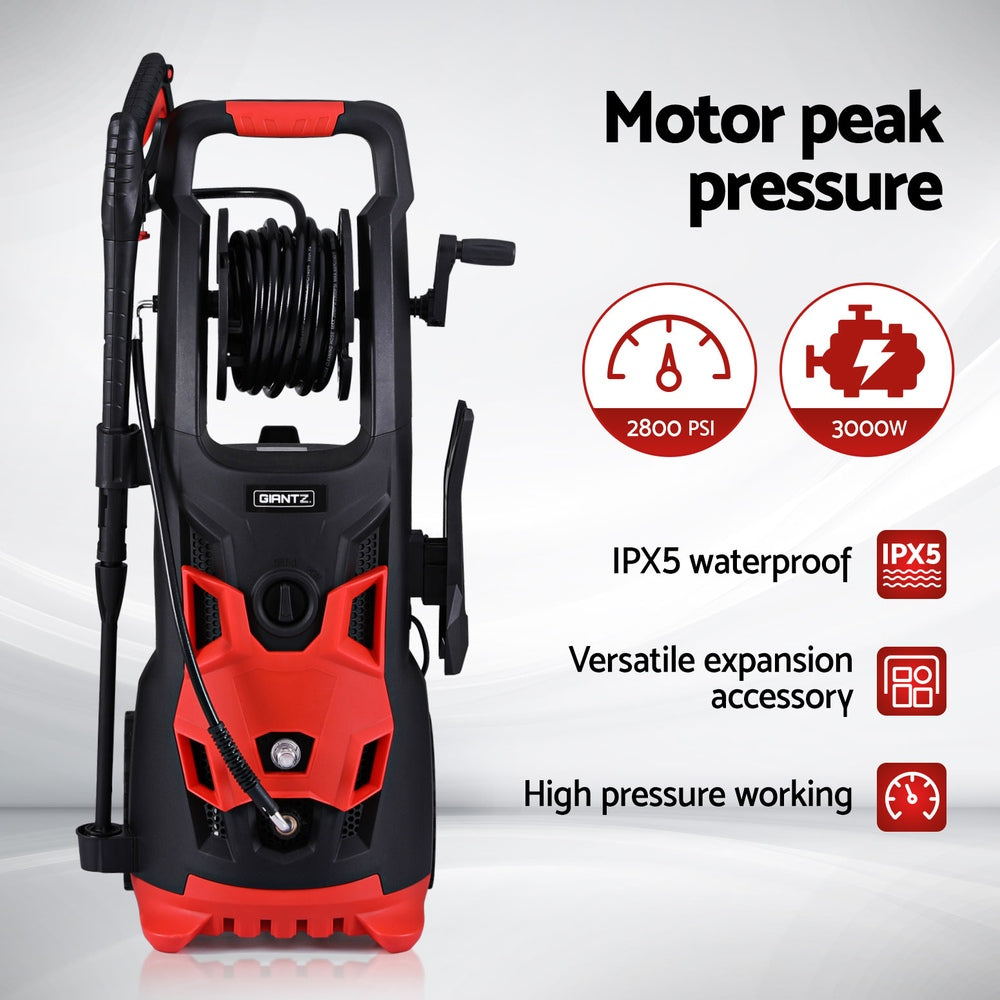 Outdoor Power Equipment: Giantz 2800PSI High Pressure Washer Electric Water Cleaner Pump 30M Jet Hose Gurney