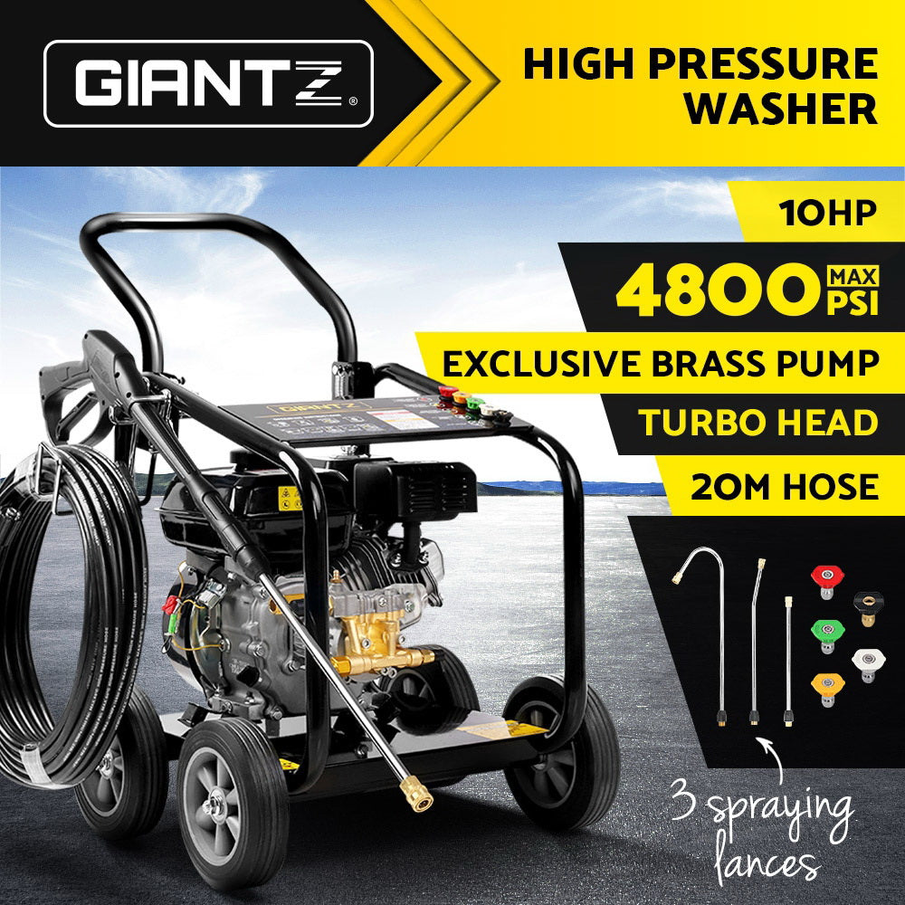 Automotive Cleaning: Giantz Petrol High Pressure Cleaner Washer 20M Hose Gurney