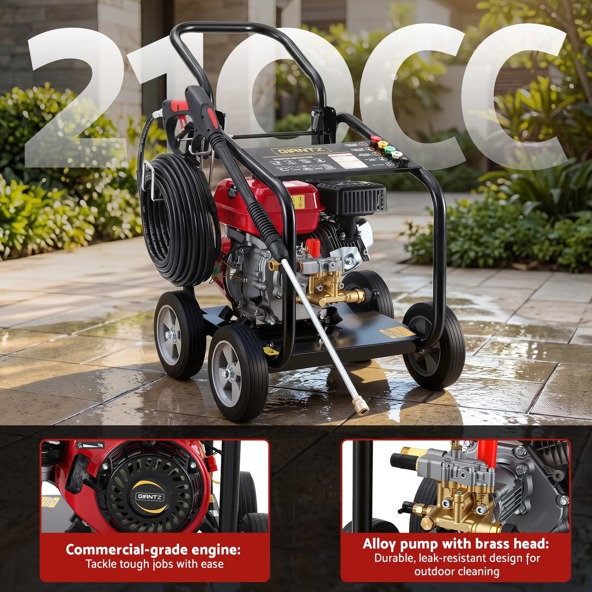Giantz Petrol High Pressure Washer 3000PSI 7HP 4 Stroke Cleaner Commercial Red