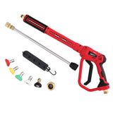 Outdoor Power Equipment: Giantz Pressure Washer Gun Short Trigger 4000PSI M22-14 1/4 Inch 5 Nozzles Red