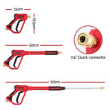Outdoor Power Equipment: Giantz Pressure Washer Gun Short Trigger 4000PSI M22-14 1/4 Inch 5 Nozzles Red