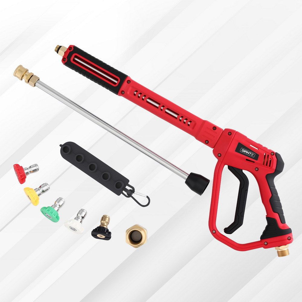 Outdoor Power Equipment: Giantz Pressure Washer Gun Short Trigger 4000PSI M22-14 1/4 Inch 5 Nozzles Red