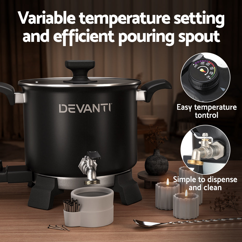 Candle Accessories: Devanti 5L Wax Melter Candle Making 1200W Melting Pot Furnace Quick Pour Spout Soy Soap
