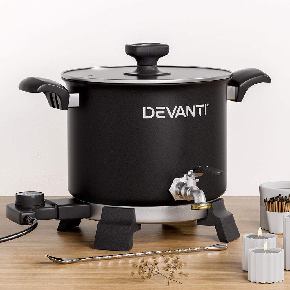 Candle Accessories: Devanti 5L Wax Melter Candle Making 1200W Melting Pot Furnace Quick Pour Spout Soy Soap