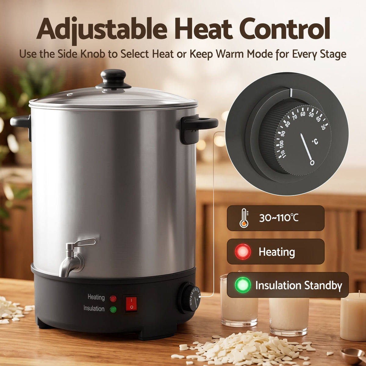 Devanti 16L Wax Melter Candle Making 1500W Melting Pot Furnace