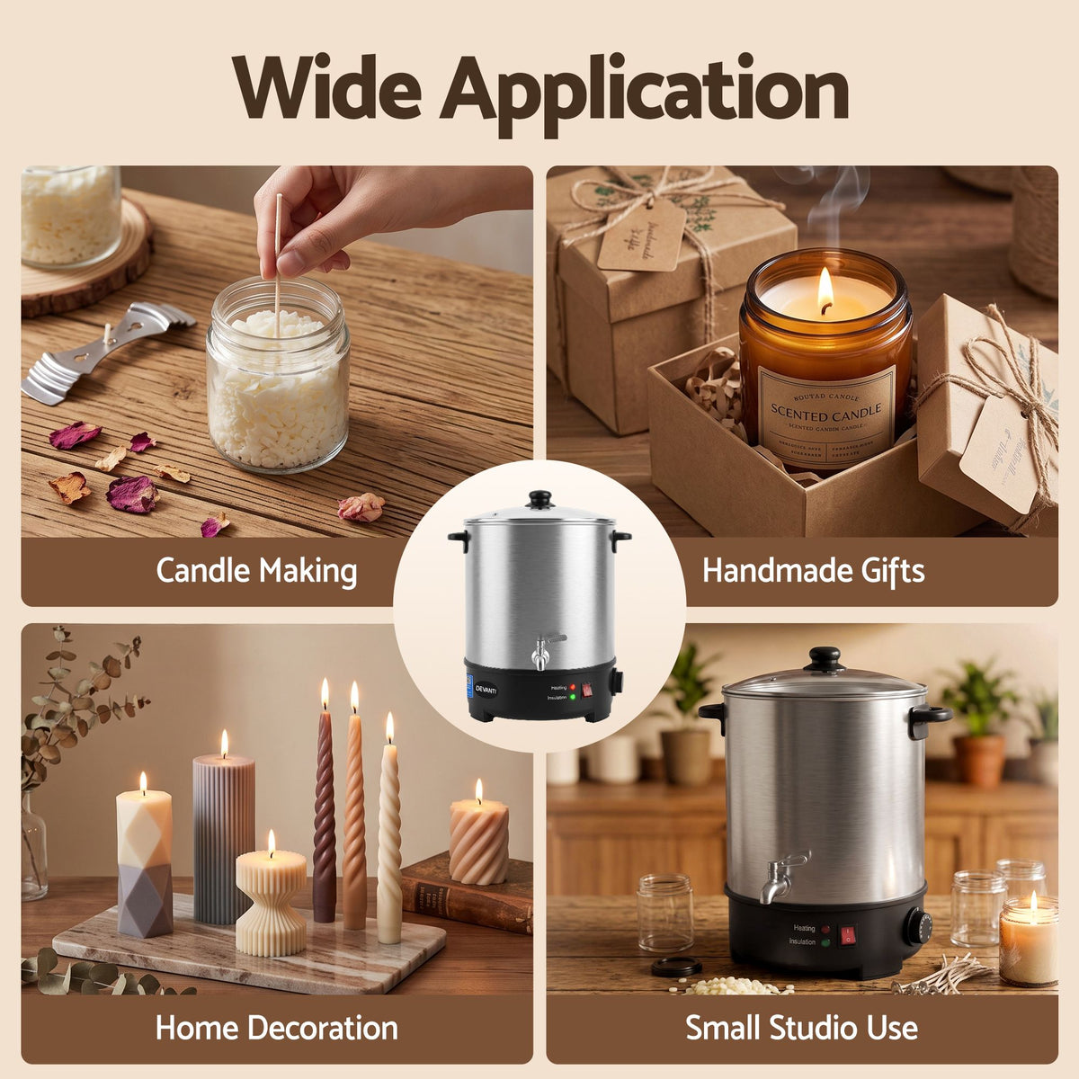 Devanti 16L Wax Melter Candle Making 1500W Melting Pot Furnace