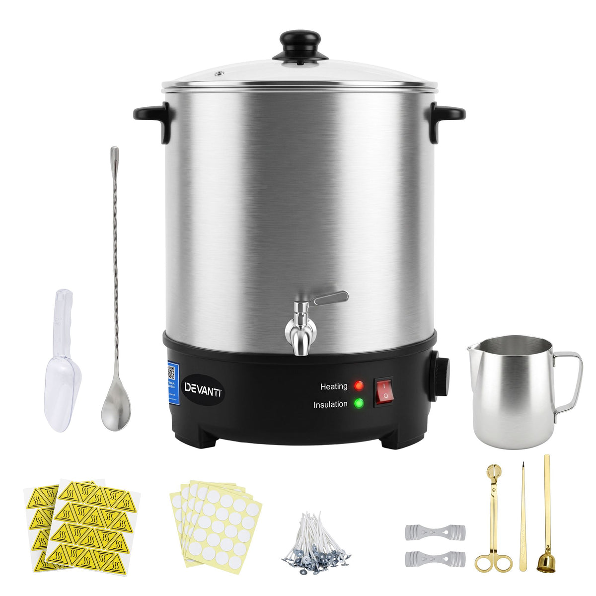 Devanti 16L Wax Melter Candle Making 1500W Melting Pot Furnace