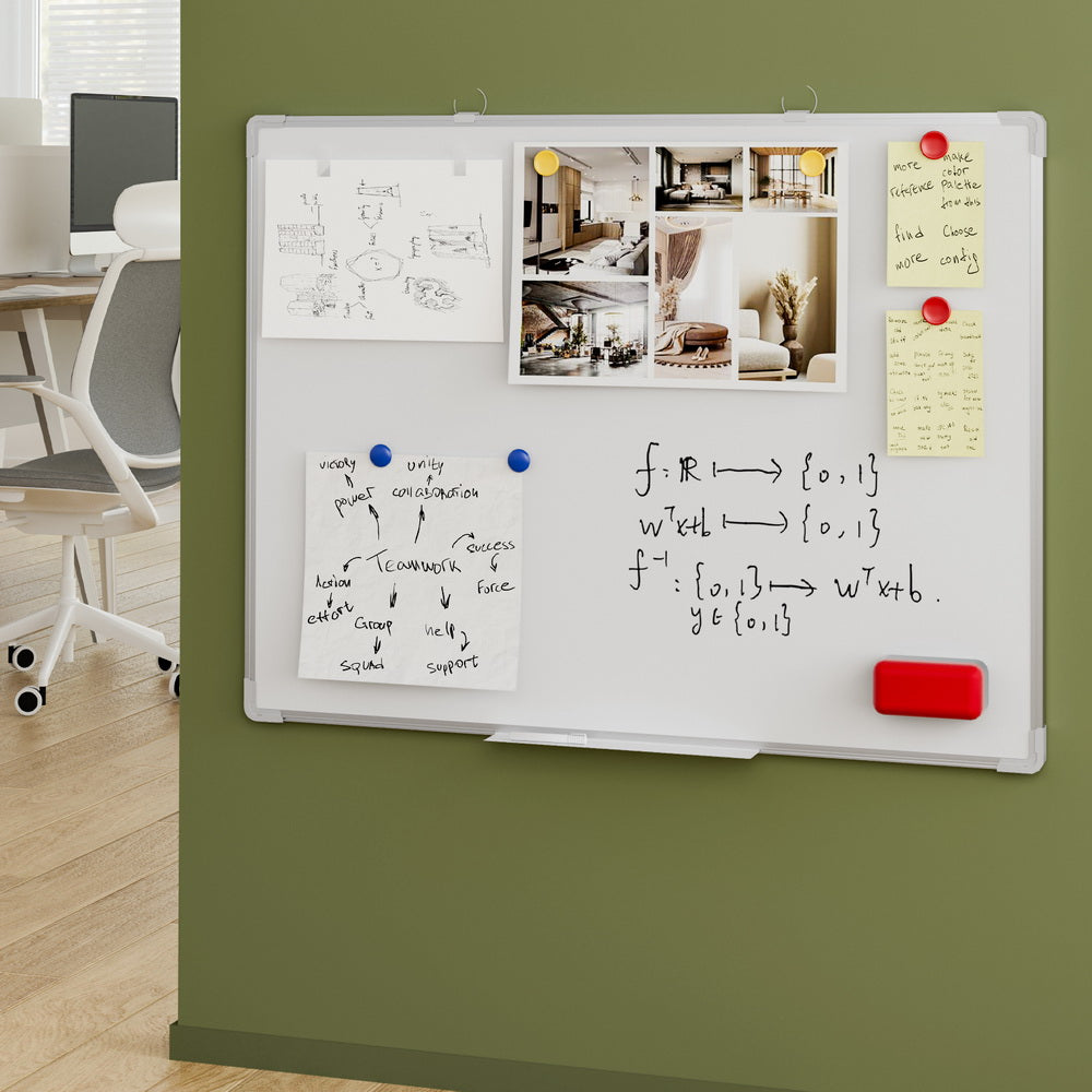Desks: Magnetic Whiteboard 60x90cm Erase Board Marker Eraser Tray Home Office School
