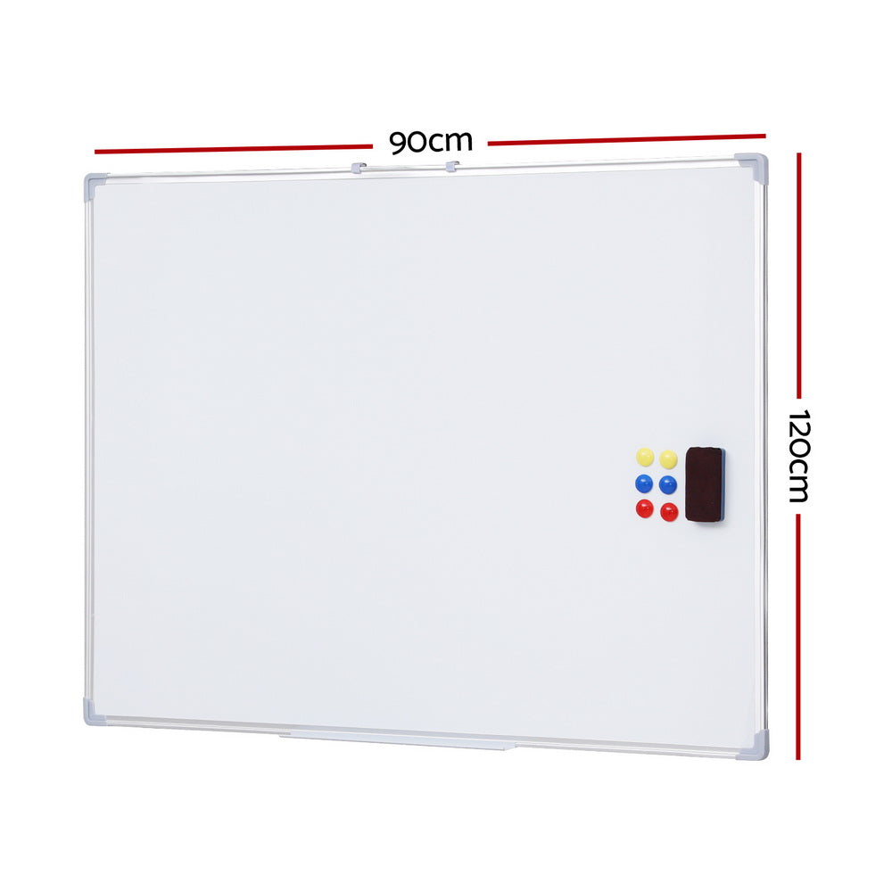 Desks: Magnetic Whiteboard 90x120cm Erase Board Marker Eraser Tray Home Office School