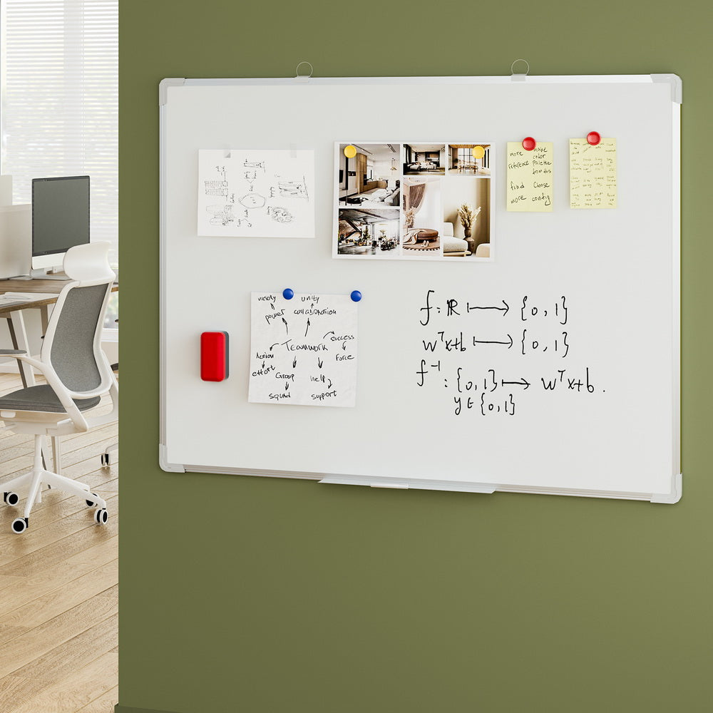 Desks: Magnetic Whiteboard 90x120cm Erase Board Marker Eraser Tray Home Office School