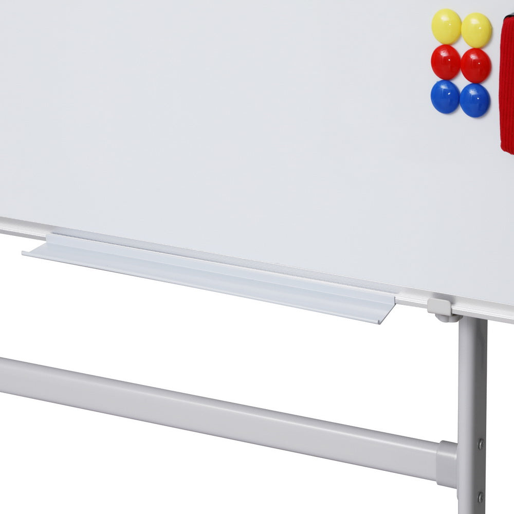 Desks: 90x120cm Standing Whiteboard with Wheels Magnetic Double-Sided Erase Board
