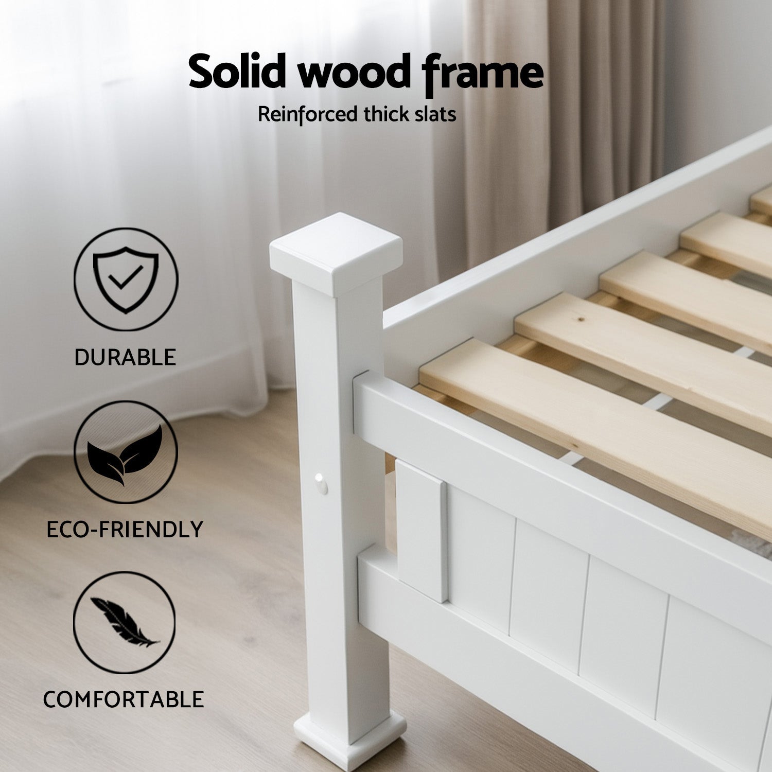 Beds & Bed Frames: Artiss King Single Bed Frame and Bookshelf