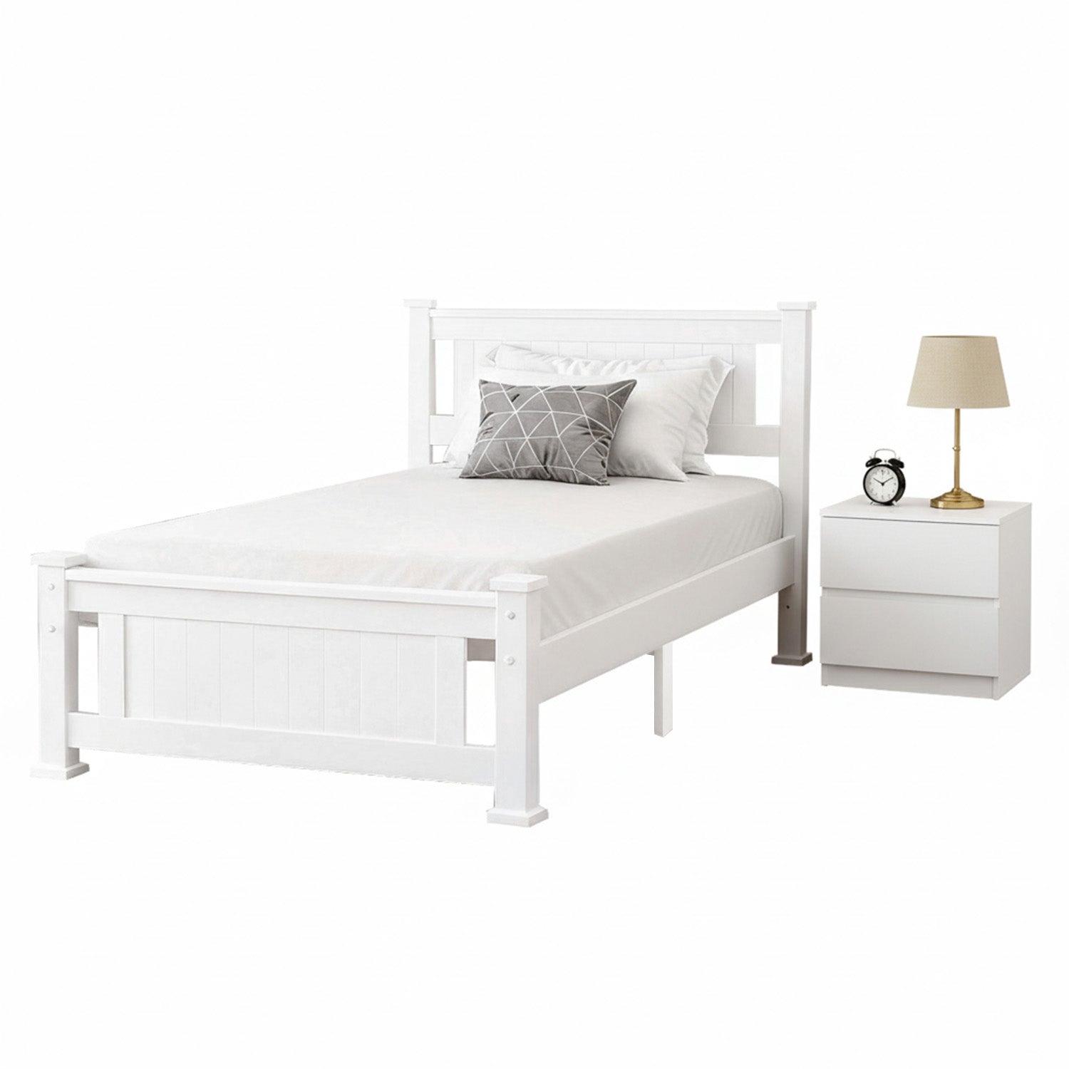 Beds & Bed Frames: Artiss King Single Bed Frame and Bedside Table