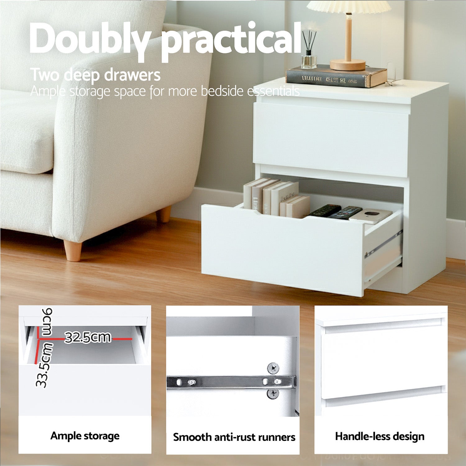 Beds & Bed Frames: Artiss King Single Bed Frame and Bedside Table