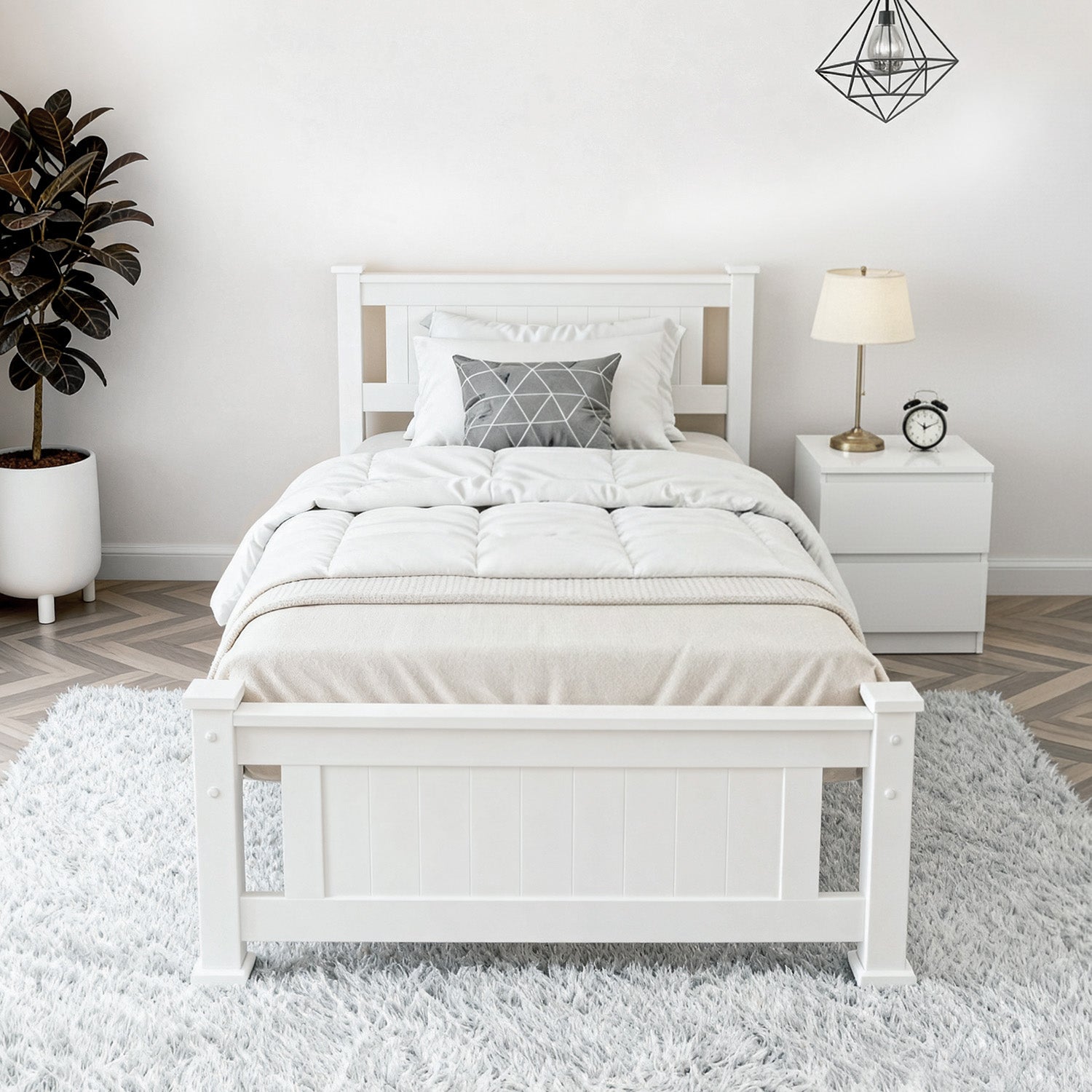 Beds & Bed Frames: Artiss King Single Bed Frame and Bedside Table