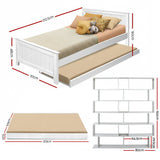 Beds & Bed Frames: Artiss Bed Frame King Single and Bookshelf