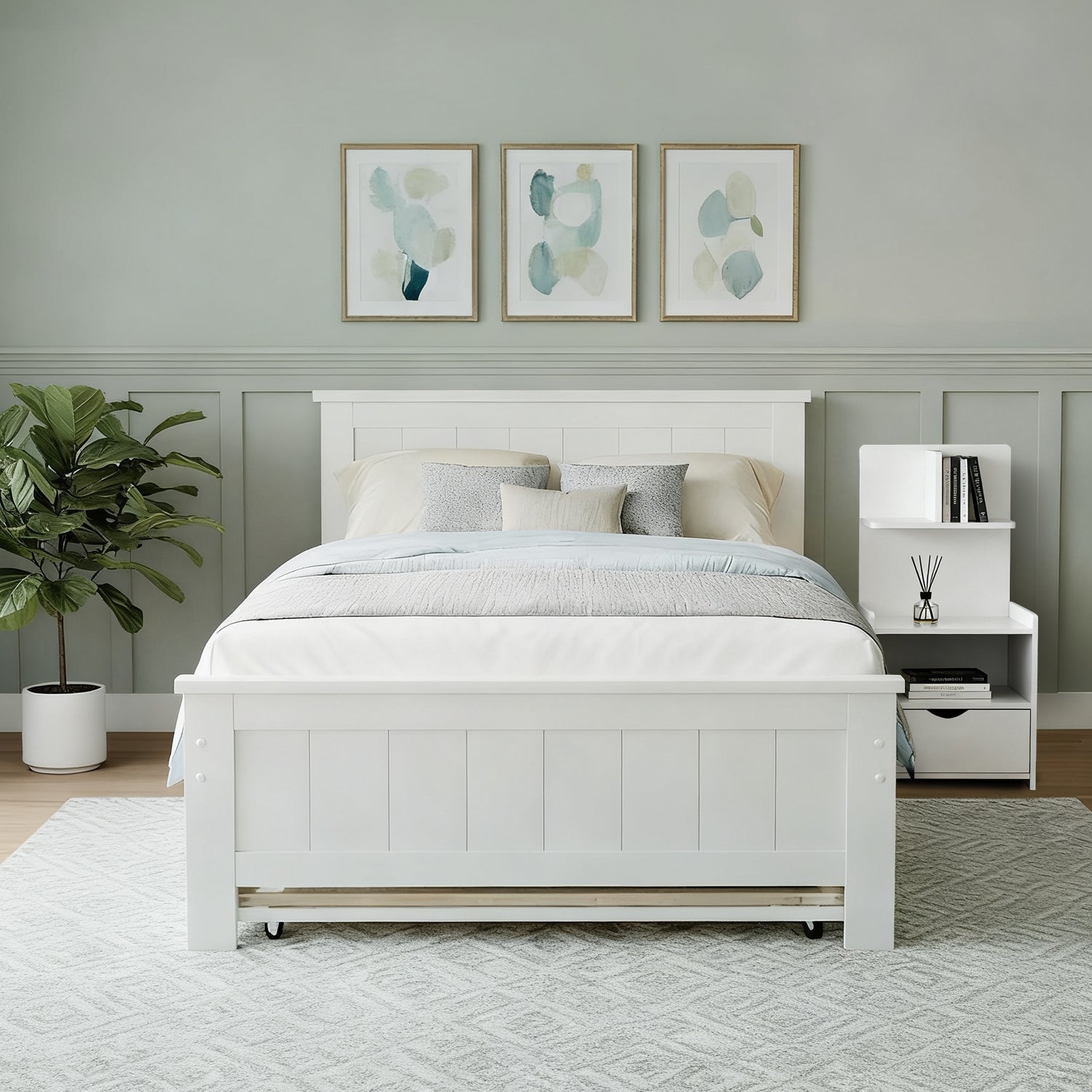 Beds & Bed Frames: Artiss King Single Bed Frame and Bedside Table White