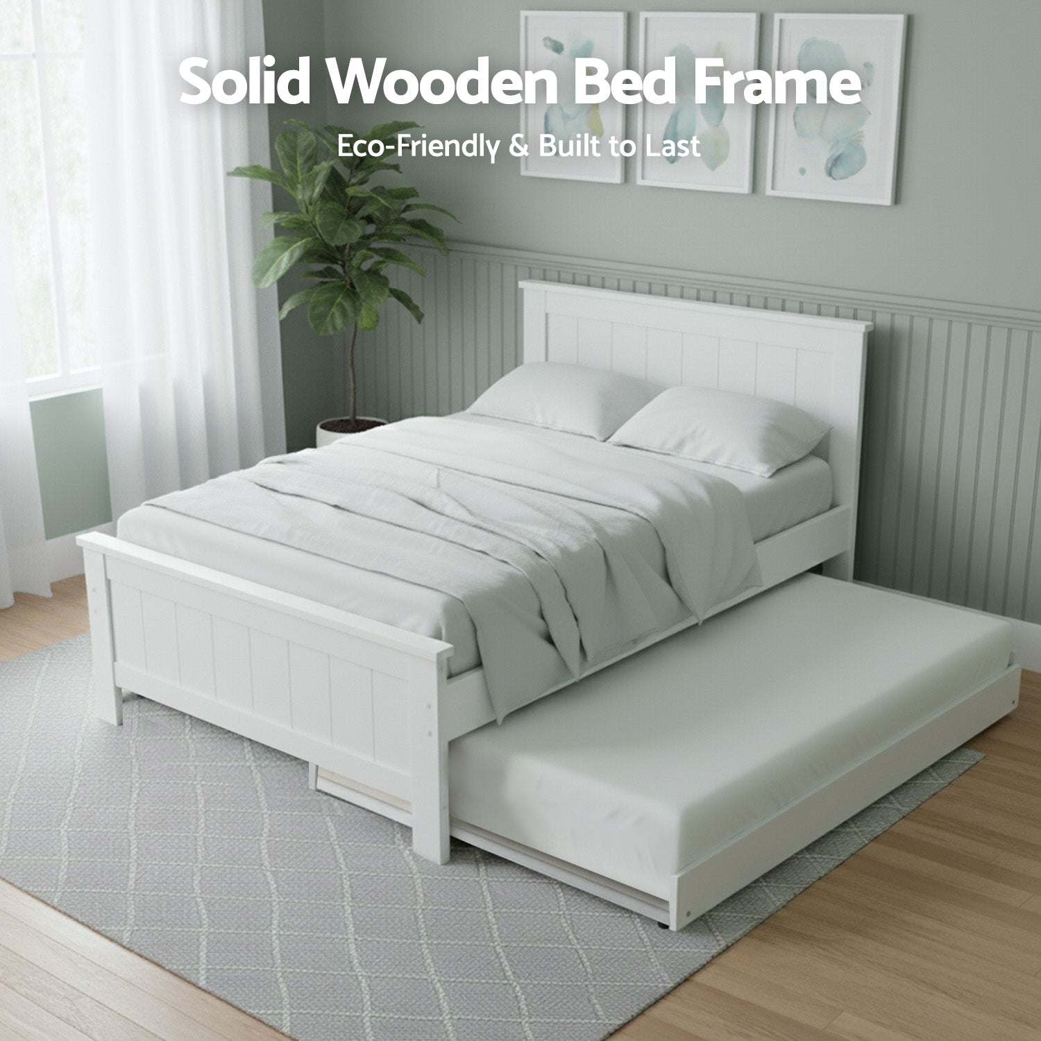 Beds & Bed Frames: Artiss King Single Bed Frame and Bedside Table White