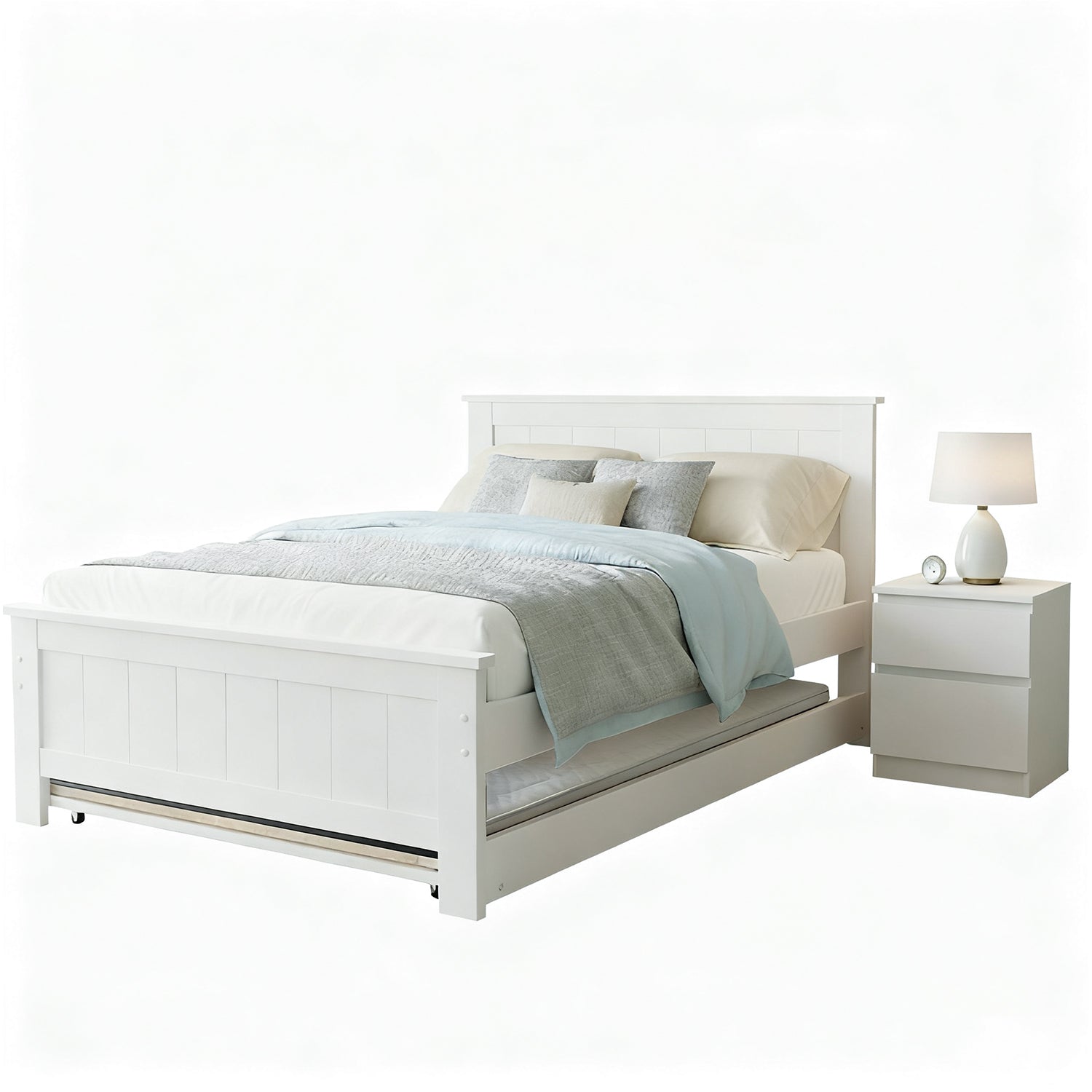 Beds & Bed Frames: Artiss King Single Bed Frame and Bedside Table