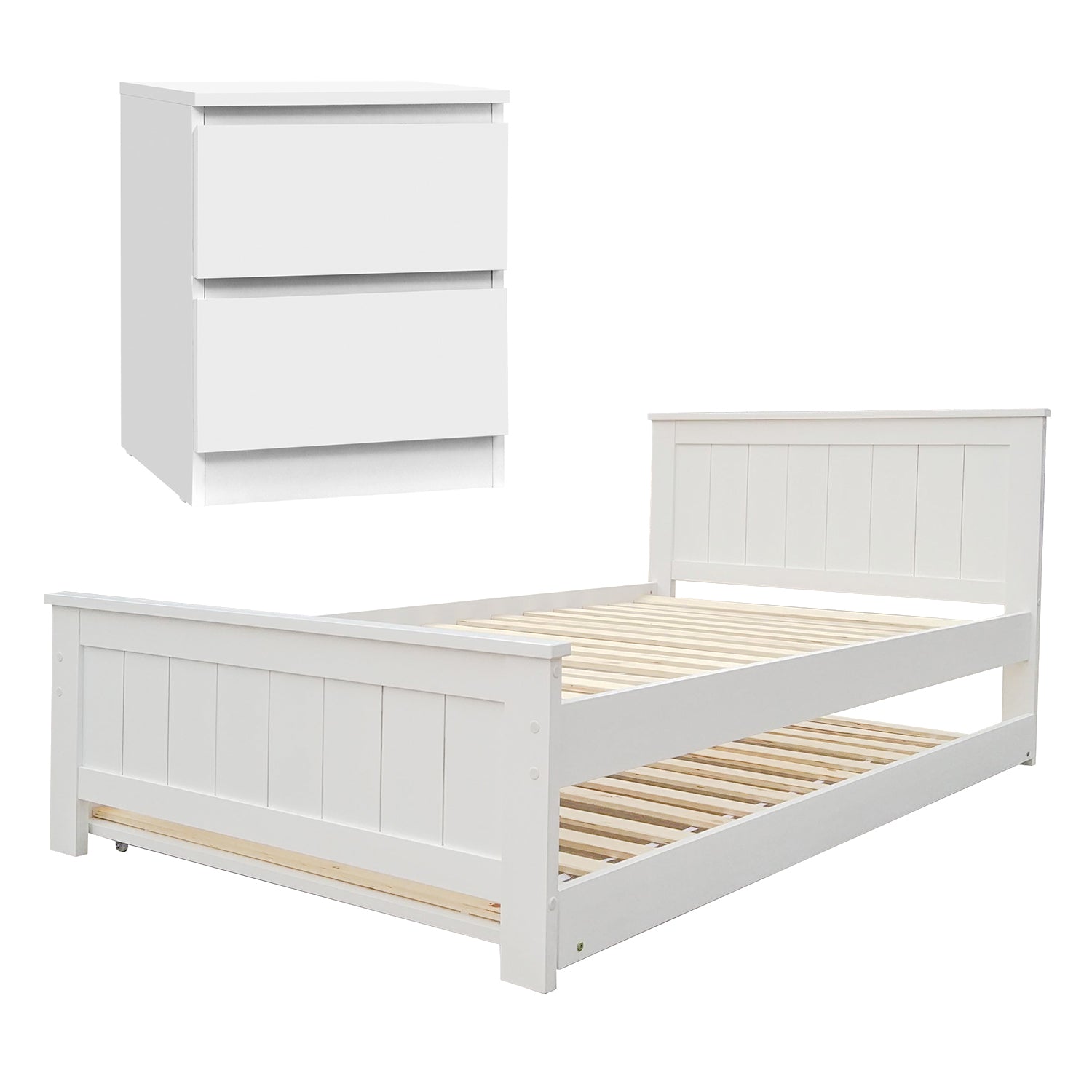 Beds & Bed Frames: Artiss King Single Bed Frame and Bedside Table