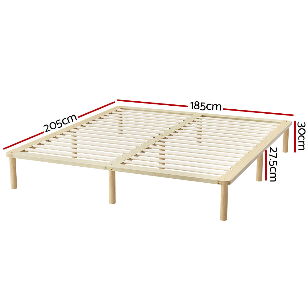Beds & Bed Frames: Artiss Bed Frame King Size Wooden Base Mattress Platform Timber Pine AMBA