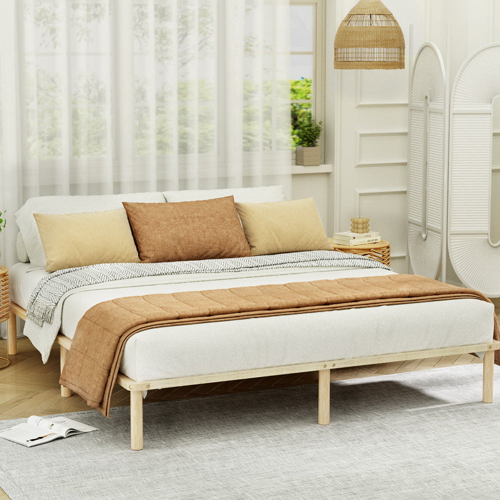 Beds & Bed Frames: Artiss Bed Frame King Size Wooden Base Mattress Platform Timber Pine AMBA